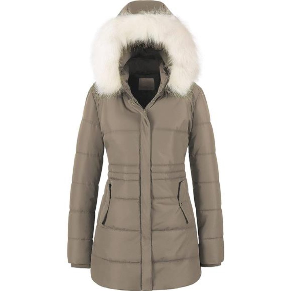 Women's Winter Warm Coats Puffer Jacket Faux Fur Khaki